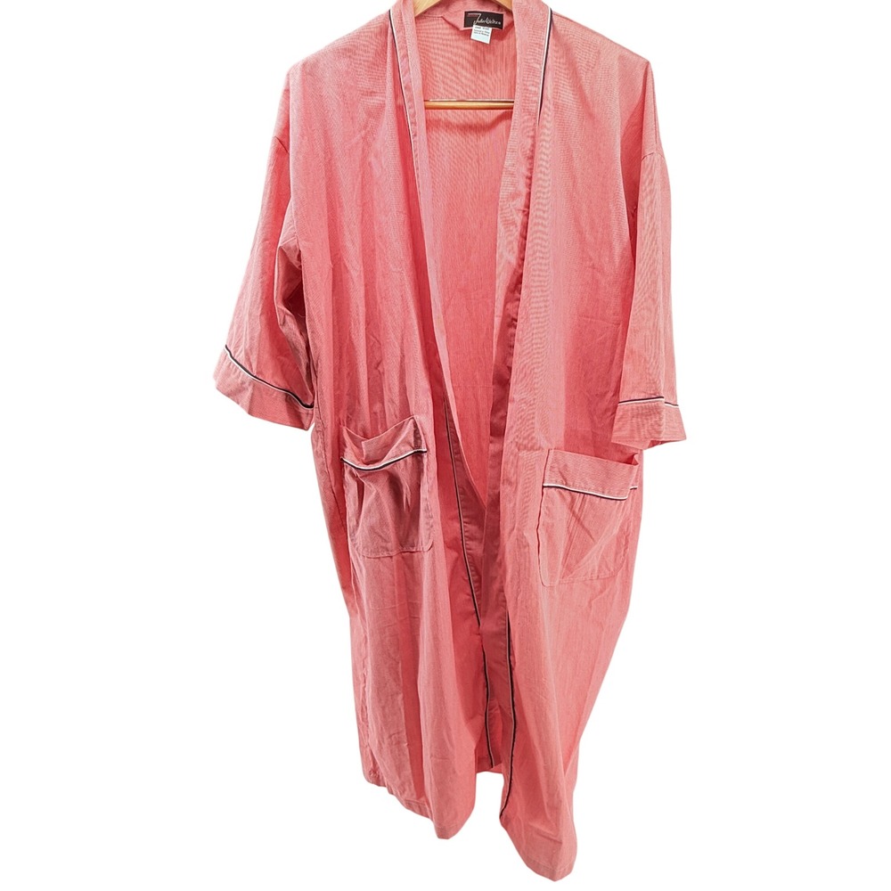 John Weitz Designs Red Pinstripe Robe Kimono Style One Size Cotton Blend no belt